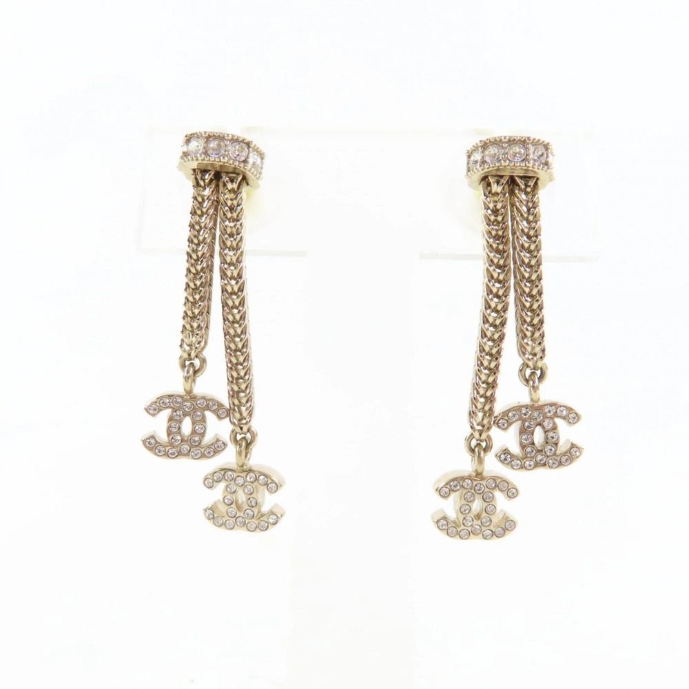 CHANEL Authentic Gold Logo Earrings - Picture 1 of 8
